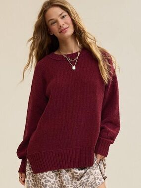 Chenille burgundy Crewneck Sweater